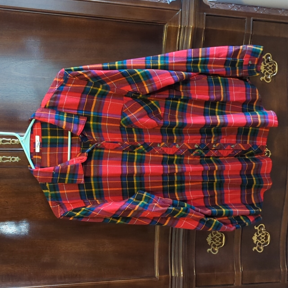 Maurices red plaid flannel button down shirt